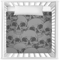 Seamless Horror Grey Skull Tattoo Pattern Nursery Decor 119338160