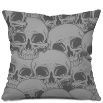 Seamless Horror Grey Skull Tattoo Pattern Pillows 119338160