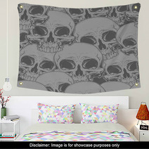 Seamless Horror Grey Skull Tattoo Pattern Wall Art 119338160
