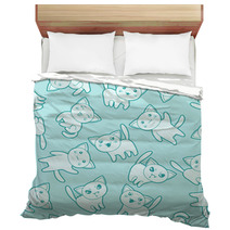 Seamless Kawaii Cartoon Pattern With Cute Cats Bedding 68052125