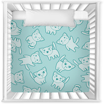 Seamless Kawaii Cartoon Pattern With Cute Cats Nursery Decor 68052125