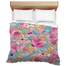 Seamless Kawaii Child Pattern With Cute Doodles Bedding 47848370