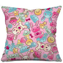 Seamless Kawaii Child Pattern With Cute Doodles Pillows 47848370