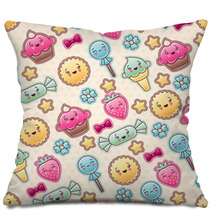 Seamless Kawaii Child Pattern With Cute Doodles Pillows 47848392