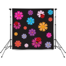 Seamless Ladybugs And Flowers. Backdrops 67140499