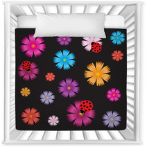 Seamless Ladybugs And Flowers. Nursery Decor 67140499