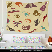 Seamless Mexican Background In Retrostyle Wall Art 50024151