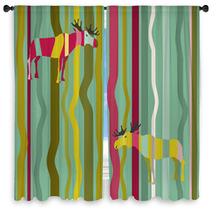 Seamless Moose In The Forest Window Curtains 56205430