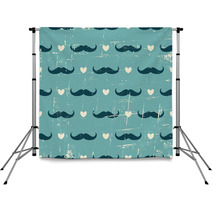 Seamless Mustache And Hearts Background Backdrops 65583621
