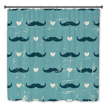Seamless Mustache And Hearts Background Bath Decor 65583621