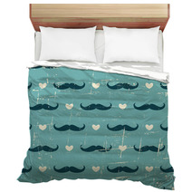 Seamless Mustache And Hearts Background Bedding 65583621