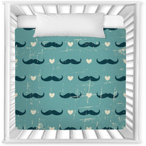 Seamless Mustache And Hearts Background Nursery Decor 65583621