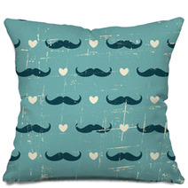 Seamless Mustache And Hearts Background Pillows 65583621