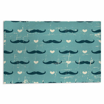 Seamless Mustache And Hearts Background Rugs 65583621