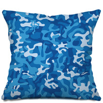 Seamless Navy Blue Military Camouflage Pattern Vector And Illustration Pillows 91526294
