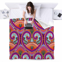 Seamless Paisley Pattern Blankets 60338516