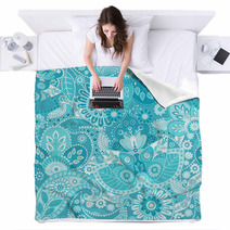 Seamless Paisley Pattern Blankets 66843881