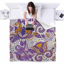 Seamless Paisley Pattern Blankets 66866076
