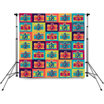 Seamless Pattern In Retro Style With Cameras. Backdrops 54181563