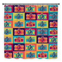 Seamless Pattern In Retro Style With Cameras. Bath Decor 54181563