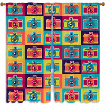 Seamless Pattern In Retro Style With Cameras. Window Curtains 54181563