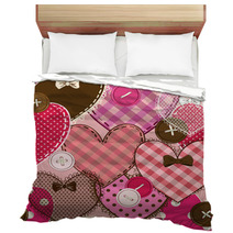 Seamless Pattern Of Heart Patchworks And Buttons Bedding 66922257