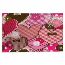 Seamless Pattern Of Heart Patchworks And Buttons Rugs 66922257