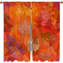 Seamless Pattern Of Leaves Window Curtains 56510885