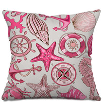 Seamless Pattern Of Sea Animals And Nautical Elements Pillows 66922270