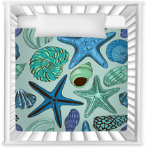 Seamless Pattern Of Seashells And Starfish Nursery Decor 66923069
