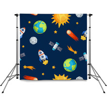Seamless Pattern Of Solar System, Planets And Celestial Bodies. Backdrops 71542684