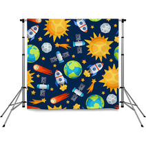 Seamless Pattern Of Solar System, Planets And Celestial Bodies. Backdrops 71542688