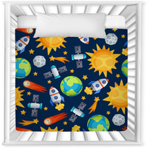 Seamless Pattern Of Solar System, Planets And Celestial Bodies. Nursery Decor 71542688