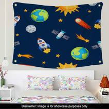 Seamless Pattern Of Solar System, Planets And Celestial Bodies. Wall Art 71542684