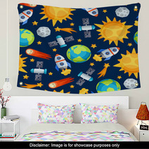 Seamless Pattern Of Solar System, Planets And Celestial Bodies. Wall Art 71542688