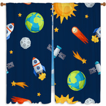 Seamless Pattern Of Solar System, Planets And Celestial Bodies. Window Curtains 71542684