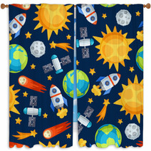 Seamless Pattern Of Solar System, Planets And Celestial Bodies. Window Curtains 71542688