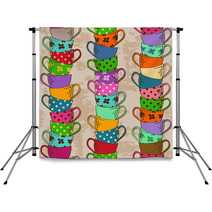Seamless Pattern Of Tea Cups Backdrops 59738098