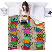Seamless Pattern Of Tea Cups Blankets 59738098