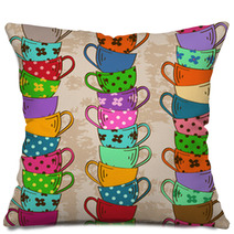 Seamless Pattern Of Tea Cups Pillows 59738098
