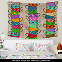 Seamless Pattern Of Tea Cups Wall Art 59738098