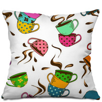 Seamless Pattern Of Teacups Pillows 60180365