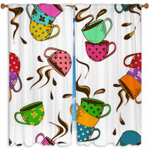Seamless Pattern Of Teacups Window Curtains 60180365