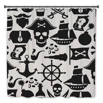 Seamless Pattern On Pirate Theme With Objects And Elements Bath Decor 80314247