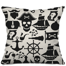 Seamless Pattern On Pirate Theme With Objects And Elements Pillows 80314247