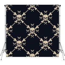 Seamless Pattern Pirate Skulls Backdrops 160513286