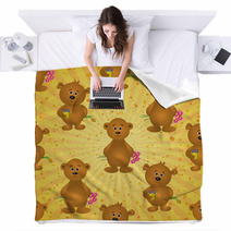 Seamless Pattern, Teddy Bears And Gifts Blankets 68531691