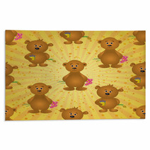 Seamless Pattern, Teddy Bears And Gifts Rugs 68531691