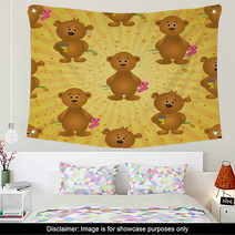 Seamless Pattern, Teddy Bears And Gifts Wall Art 68531691