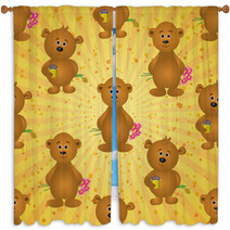 Seamless Pattern, Teddy Bears And Gifts Window Curtains 68531691